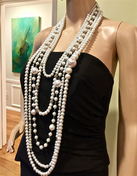 long pearl necklace costume jewelry